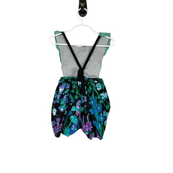 Label Jane Romper Girl 2T Green Floral Embroidery Pom Pom Summer Beach Girly - Picture 10 of 13